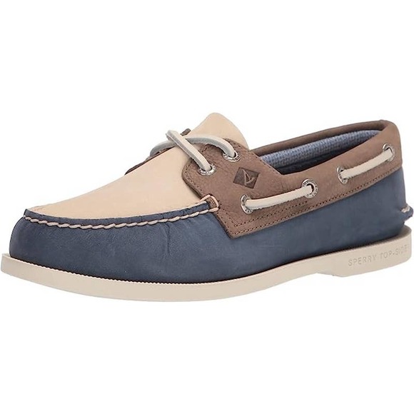 Sperry Men's Authentic Original Plushwave Boat Shoe, Navy Multi, 11.5 - Picture 1 of 8